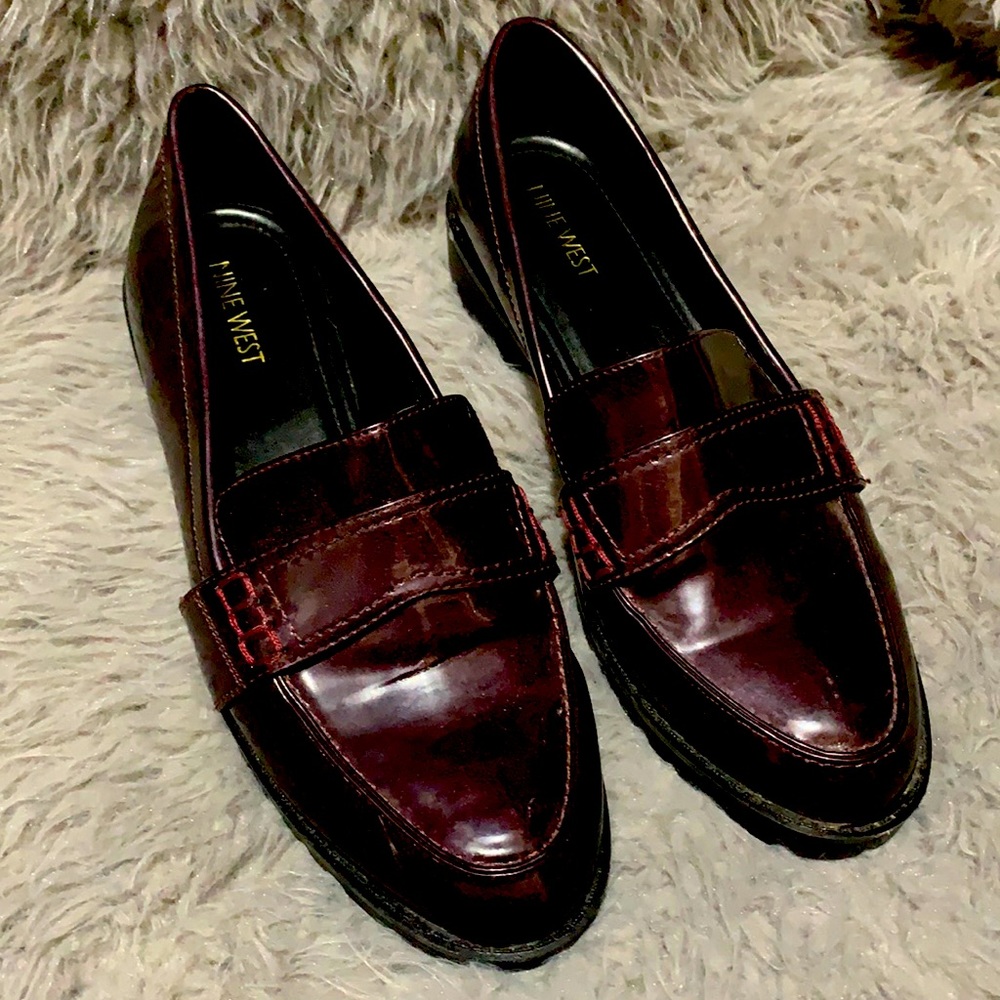 Burgundy flats